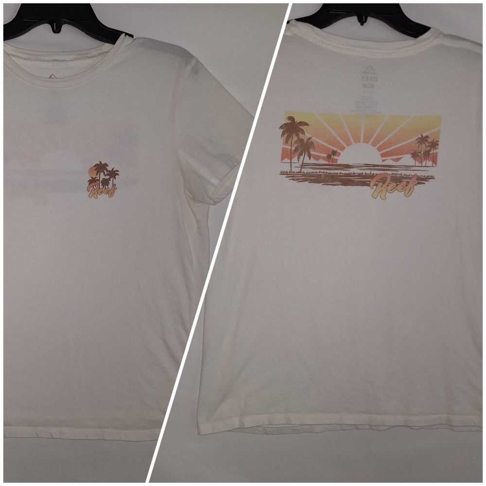 Reef T-Shirt Men's Size M Off White Short Sleeve Crew Neck California Surf